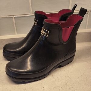Women's Jileon Black Ankle Rain Boots